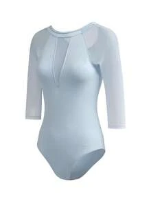 Menodora SHEIN Sport Menodora SHEIN Sport Women's Mesh Patchwork Leotard - Blue - View 6