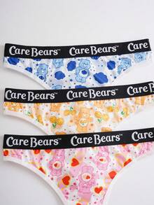 SHEIN X Care Bears 女士字母卡通印花休闲日常丁字裤 - 白色 - 查看 3