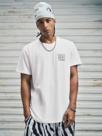 Modcrash 男士短袖标语印花休闲T恤，适合夏季通勤，复古美式风格，男女皆宜，宽松版型夏季服装——适合日常穿着和夏季度假穿着。