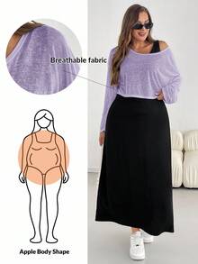 SHEIN Essnce Bộ đồ nữ cỡ lớn mùa xuân hè, kiểu dáng thường ngày, rộng rãi, thoải mái, thoáng khí, chống nắng nhẹ, gồm áo dài tay màu trắng và áo vest đen, váy dài hai mảnh, phong cách Y2K, thời trang đường phố, bộ đồ phối hợp cho nữ, trang phục đi nghỉ mát, mùa hè châu Âu, trang phục sân bay. - Màu tím hoa cà - Xem 1