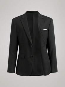 Officeau 3 PiecesMen's Suit Set: Jacket, Vest, And Trousers, Fashion Formal Wear For Wedding, Party - Black - View 3