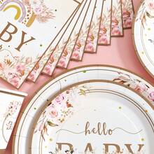 Juego desechable de platos, servilletas y vasos con diseño floral y arcoíris, sirve para 20 invitados. Este juego desechable (que incluye platos, servilletas y vasos) es perfecto para fiestas de cumpleaños, bodas y picnics familiares. - Ver 5