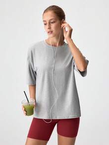 Home Casual Crew Neck T-Shirt Shorts Set - Multicolor - View 1