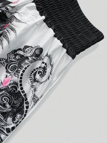 ROMWE MEN Anime Herren Boxershorts mit chinesischem Drachen Muster, geeignet für Frühling/Sommer Alltagskleidung - Weiss - Übersicht 4