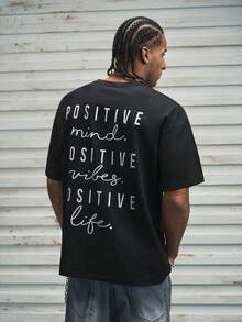Modcrash Áo thun nam in chữ, phong cách retro Mỹ, unisex, dáng rộng thoải mái, thích hợp cho trang phục mùa hè – Phù hợp mặc hàng ngày và đi nghỉ hè. - màu đen - Xem 1