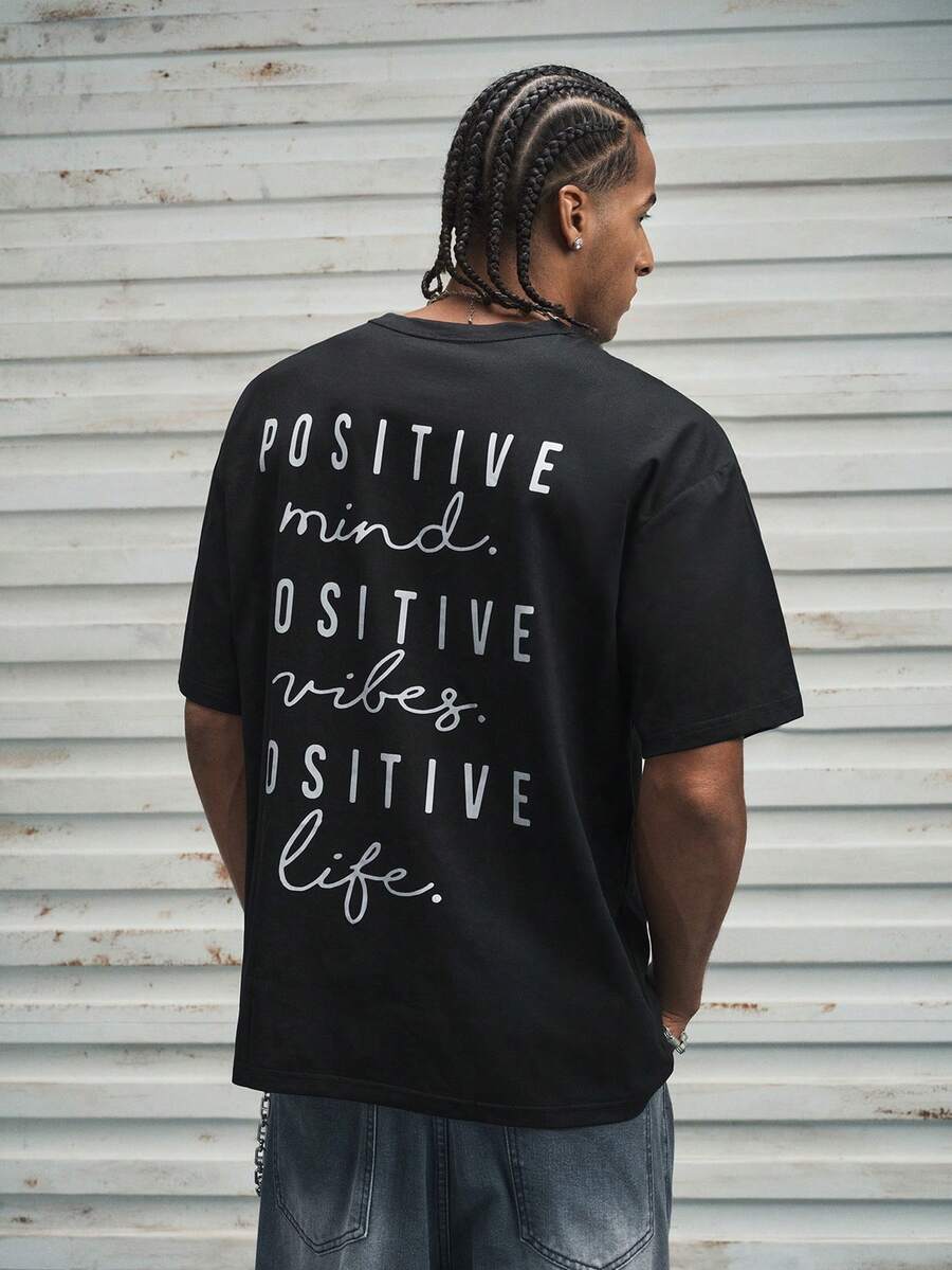 Modcrash Áo thun nam in chữ, phong cách retro Mỹ, unisex, dáng rộng thoải mái, thích hợp cho trang phục mùa hè – Phù hợp mặc hàng ngày và đi nghỉ hè. - màu đen - Xem 1