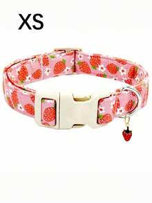 优雅小尾巴狗狗项圈 可爱草莓宠物项圈 可调节狗狗项圈 - 西瓜粉 - 查看 8