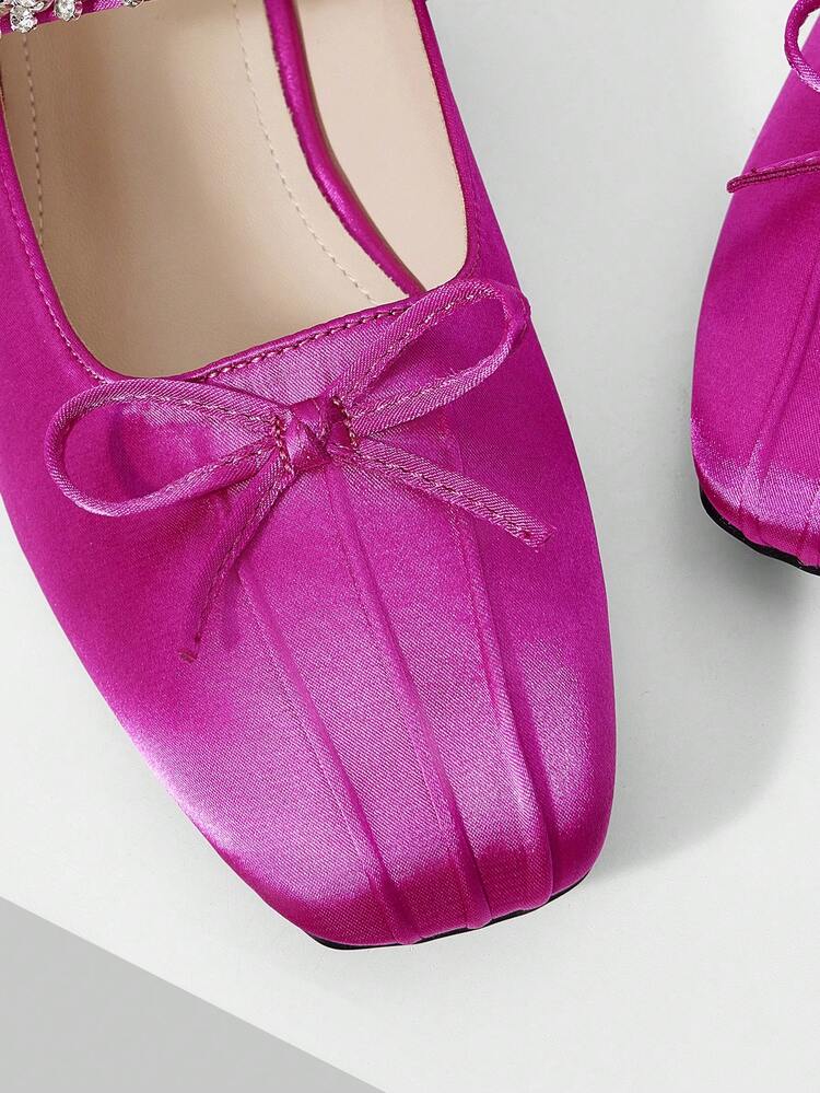 VINTAGE COMFORTABLE CASUAL RHINESTONE DETAIL BOW DECOR FLAT SHOES