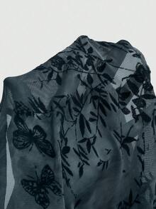 Sweetra Áo camisole xếp ly in hoa thời trang dành cho nữ cỡ lớn - màu đen - Xem 3