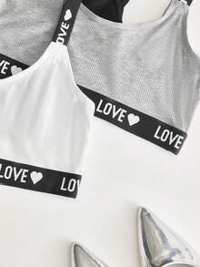 EasyFave 3pcs Set Women's Minimalist Letter Jacquard Bras - Multicolor - View 4