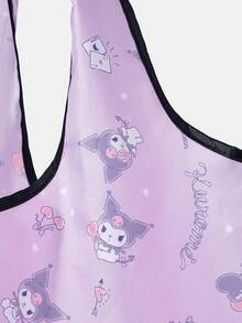 HELLO KITTY AND FRIENDS | SHEIN 时尚学院徽章图案大容量手提包 - 淡紫色滿印 - 查看 5