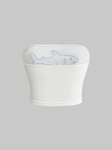 ROMWE Avant Y2K性感鲨鱼串珠刺绣露脐胸衣 - 白色 - 查看 2