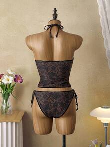 EMERY ROSE Conjunto de bikini a cuadros de cereza dulce - Multicolor - Ver 2