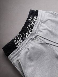 STYNVO Plus Size Men's Casual Elastic Waist Drawstring Letter Print Sweatpants - Grey - View 6