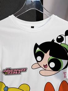 THE POWERPUFF GIRLS X SHEIN 女士圆领短袖T恤，全印花 - 白色 - 查看 5