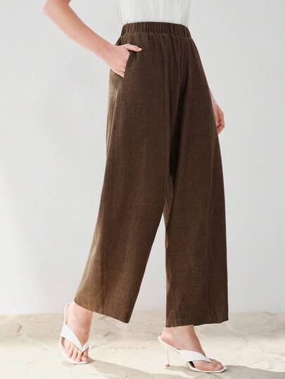 Aveloria Modichic Neue europäische und amerikanische Stil Frühling/Sommer Mode vielseitige Fischgrätmuster Stoff locker elegant lässig gerade Bein Hose
