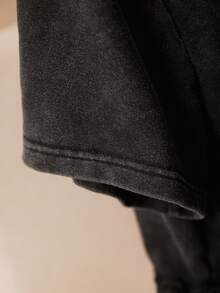 Elaquor Áo thun ngắn tay dáng rộng, chất liệu vải mài, thích hợp mặc mùa hè. - màu đen - Xem 4