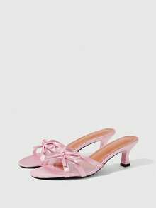 Sleekvia Sandal cao gót quai ngang kiểu mule dành cho nữ, mẫu mới mùa hè. - Hồng - Xem 3