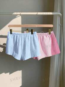 Comfortcana 2pcs Women Casual Button, Tie-Front Shorts Set, Suitable For Summer - Multicolor - View 2