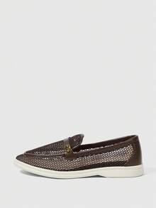 Sleekvia Giày lười nữ đế bằng, thoáng khí và thoải mái, kiểu dáng thường ngày, dành cho mùa xuân hè 2026. - Nâu đậm - Xem 5