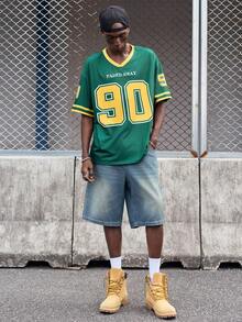 EVRINFINITE Áo thun nam in họa tiết thể thao có thể đảo ngược - màu xanh lá - Xem 7