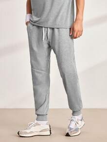 Driftmere 男式休闲条纹慢跑裤 - 淺灰色 - 查看 1