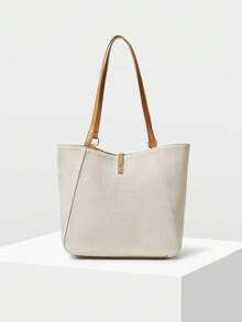 MOTF PREMIUM TAS TOTE WANITA, LIBURAN MEWAH, KAPASITAS BESAR, TAS BAHU LIPAT. - Gading - View 4