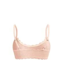 Ocili Áo ngực nữ thoải mái, chất liệu cotton dệt kim, họa tiết jacquard, ren và nơ trang trí. - Màu be - Xem 9