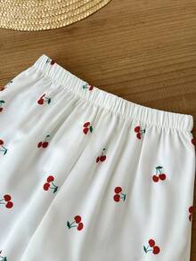 LMoss Kids 2件套女婴樱桃印花梭织背心和裤子套装 - 白色 - 查看 4