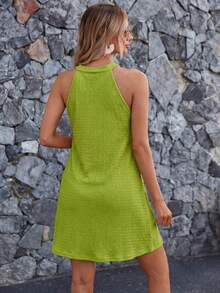Sylviya 休闲女式牛油果绿露背夏季连衣裙 夏季女装 夏季连衣裙 沙滩装 沙滩裙 休闲女式连衣裙 度假装 夏季假日装 度假连衣裙 假日连衣裙 绿色连衣裙 太阳裙 休闲波西米亚风女装 夏威夷 - 綠色 - 查看 2
