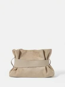 SHECARRY Ladies' Stylish Soft Clutch Bag With Belt Buckle Details, Exquisite Daily Matching - Apricot - View 3