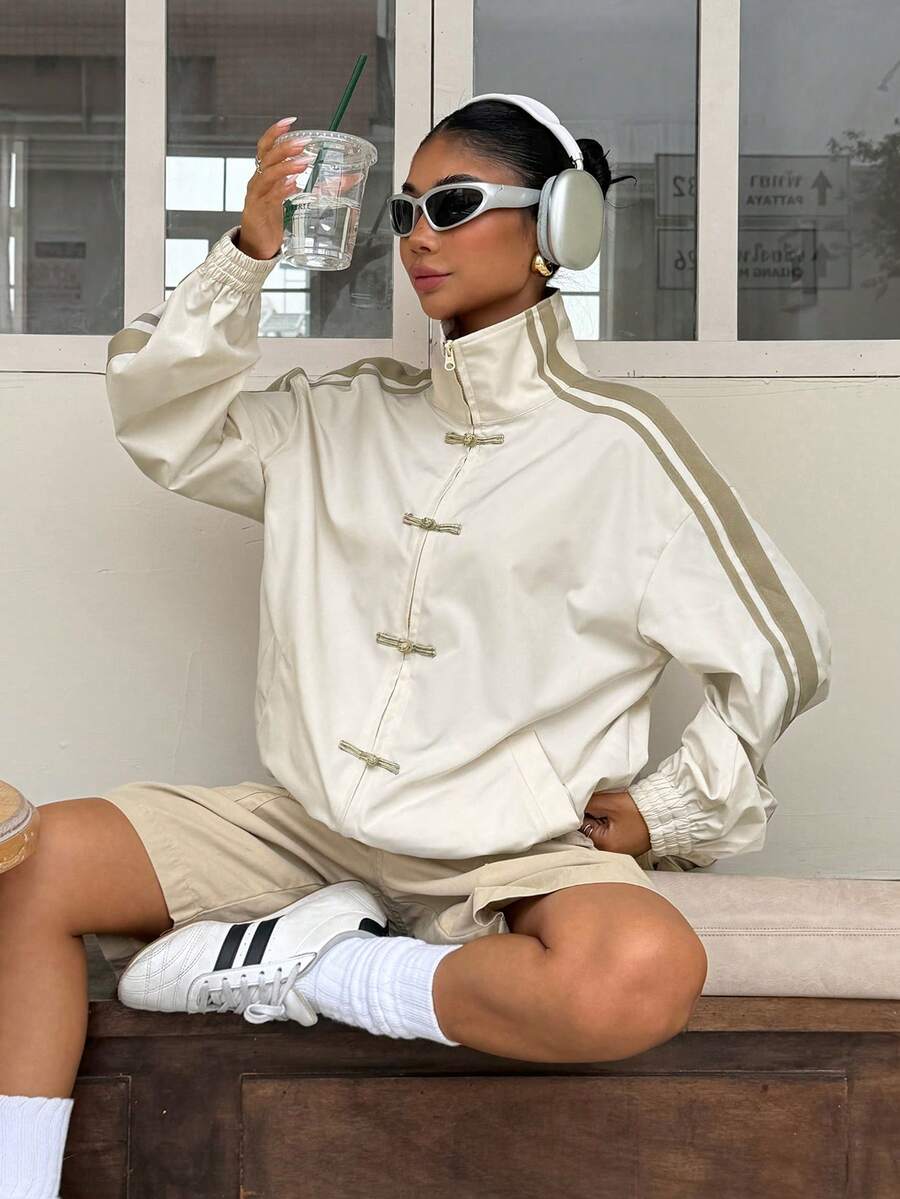 Muchica Chaqueta ligera de mujer tejida en beige - Beis - Ver 1