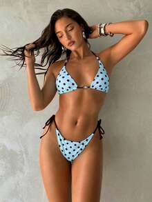 Aloruh Bộ bikini nữ mùa hè mới in họa tiết nhuộm tie-dye, đồ bơi nữ gợi cảm dự tiệc âm nhạc lễ hội với họa tiết vỏ sò óng ánh, trang phục đi biển cho kỳ nghỉ của nữ. - Màu xanh lam - Xem 3