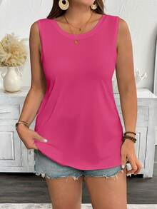 EMERY ROSE Conjunto de 3 piezas para mujer talla grande con top sin mangas de cuello redondo de unicolor - Multicolor - Ver 4