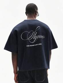 Camiseta de manga corta de cuello redondo casual y versátil para uso diario con estampado de letras para hombres - Blanco - Ver 10