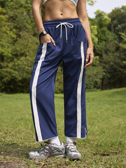 SHEIN In My Nature Quần chạy bộ lửng dệt kim co giãn thấp phối màu tương phản dành cho nữ