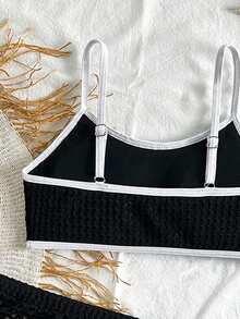 SHEIN 三件套女童比基尼套装，特殊面料，夏季沙滩儿童泳装，分体式泳衣套装，适合游泳池、海滩、冲浪、度假等场合。 - 彩色 - 查看 5