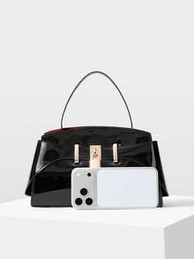 MOTF PREMIUM 时尚锁扣细节顶部手提包 - 鏡面黑色 - 查看 5