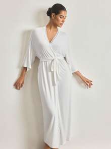 Ocili Comfortable Lace Robe For Women - White - View 6