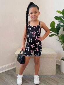 年轻女孩休闲街头时尚豹纹连体裤 - 黑色 - 查看 3