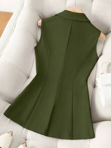 Franclia Women's Solid Color Minimalist Sleeveless Vest, Elegant Lady Style - Army Green - View 2