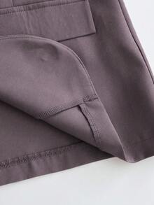 Franclia 休闲卡其色西装外套搭配吊带收腰直筒连衣裙，女士两件套，适合春秋季节，商务/休闲场合穿着 - 淺灰紫 - 查看 5