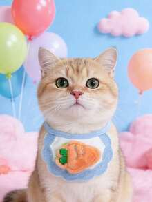 PETSIN 1 件装宠物可爱卡通围兜，宠物狗猫立体针织可爱卡通刺绣围兜，颈围可调节，宠物配件，宠物 - 彩色 - 查看 18