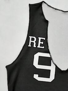 Rovax 性感前卫的女士撞色“99”字母深V领印花背心，街头风格，适合夏季、日常穿着、度假、音乐节和返校季。 - 彩色 - 查看 6