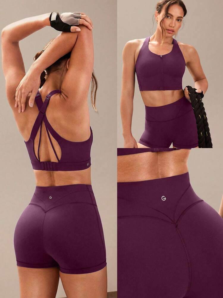 2.5" Powersculpt™ Cool Corset Quick Dry Shiny Biker Shorts Non-Slip High-Impact Running Jogging Training Gym Workout