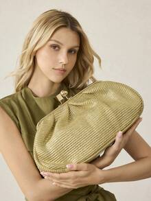 MOTF PREMIUM FASHION CLIP CLUTCH BAG, EXQUISITE PARTY PARTY AND DINNER BAG - Golden weave - View 6
