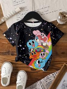 GUMBALL X SHEIN 女童圆领短袖休闲T恤 GUMBALL - 白色 - 查看 7