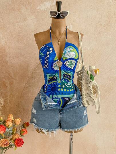 Soleia Bộ jumpsuit mùa hè dành cho nữ này có họa tiết in hình chủ đề biển cả, kiểu dáng ôm sát và các chi tiết kim loại xuyên thấu. Thích hợp cho các bữa tiệc, hẹn hò, lễ hội, suối nước nóng, bãi biển, du thuyền, kỳ nghỉ thành phố và các dịp khác.