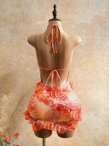 BamGleam Đầm nghỉ mát nữ nhuộm tie-dye khoét rỗng - trái cam - Xem 2