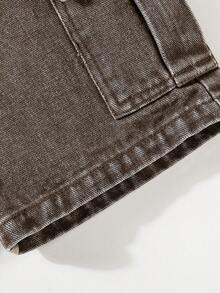Genkimix Kids Kleine Jungen Casual Jeans Shorts, khakifarben, Frühling/Sommer, Kordelzug Dekoration, Cargo Taschen, weite Passform, weiches & bequemes Material, modischer Alltags-Look - Braun - Übersicht 5
